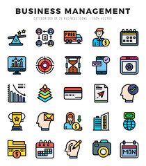Business Management Lineal Color icons collection. 25 icon set in a Lineal Color design.