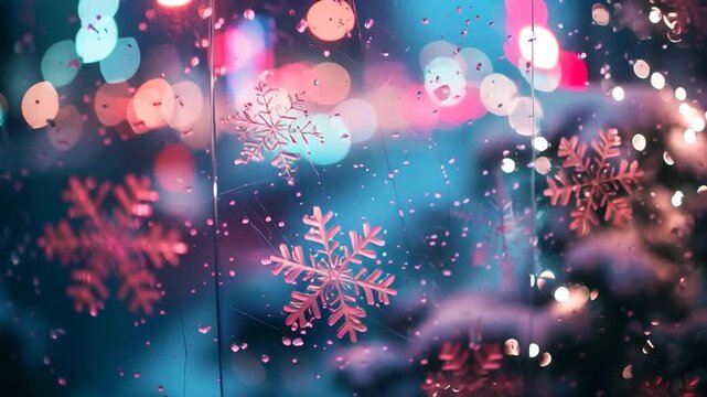 An abstract bokeh background with softly falling snowflakes and glowing lights, creating a smooth and dreamy winter atmosphere. - Powered by Adobe