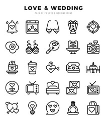 Love & Wedding web icons in Lineal style.