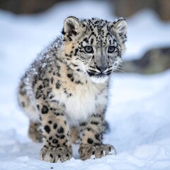 Obraz premium Snow Leopard Cub in Snow