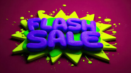 Flash sale promotion with vibrant 3D text on a colorful background. perfect for advertising special offers and limited-time deals.
