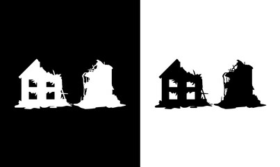 Halloween house silhouette vector illustration, Halloween spooky house silhouette, Halloween hunted house silhouette, Halloween silhouettes yard, gripey house silhouette, set, silhouettes, 