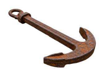Old rusty anchor transparent background cutout png