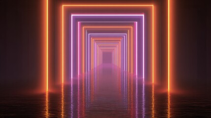 A stunning vibrant tunnel of neon light, creating an otherworldly atmosphere.