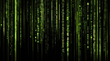A vibrant green digital data stream representing technology and futuristic concepts in a dynamic visual format.