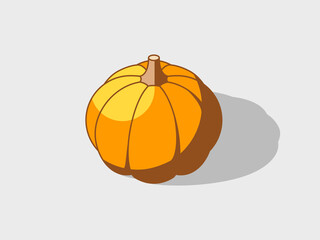 Orange pumpkin isometric vector illustration with shadow
