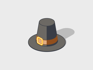 Pilgrim hat isometric vector illustration with shadow