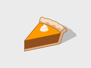 Slice of pie isometric vector illustration with shadow