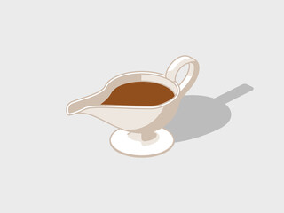Gravy boat isometric vector illustration with shadow
