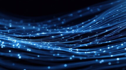 Abstract blue digital waves creating a mesmerizing visual flow with glowing lights and a sleek modern appearance.