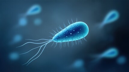 A microscopic view showcasing intricate details of bacterial life in a scientific and educational manner.