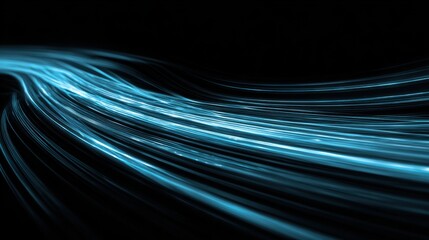 Abstract image showcasing flowing blue light trails in a dark background, symbolizing innovation and movement.