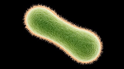 A detailed microscopic image showcases a vibrant bacterium, highlighting its intricate structure and inviting a closer look at the world of microscopic life.