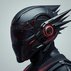 Isolated red motorcycle helmet and black and white protection equipment for sport bike speed