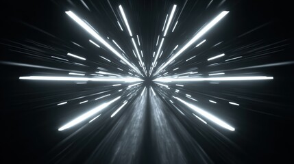 Dynamic light streaks create a futuristic tunnel effect, symbolizing speed and innovation in digital technology.