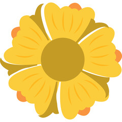 Golden Yellow Floral Ornament with Orange Accents Vector Graphic Element with Transparent Background