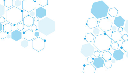 Science network pattern blue Hexagonal abstract background. Big Data Visualization structure elements . Health care and science medical pattern innovation. Template design with concept Dots and lines.