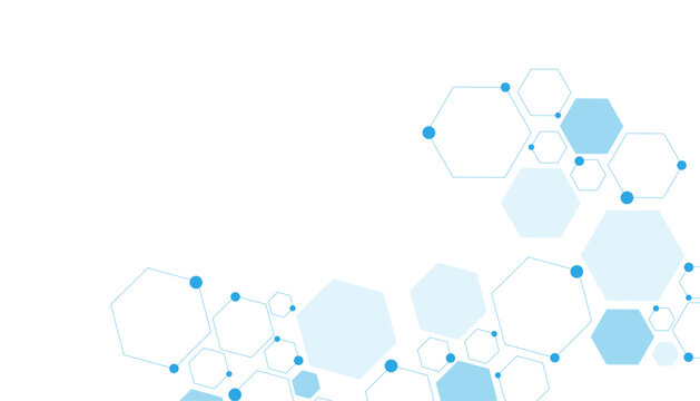 Science network pattern blue Hexagonal abstract background. Big Data Visualization structure elements . Health care and science medical pattern innovation. Template design with concept Dots and lines.