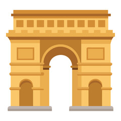 Iconic parisian arc de triomphe monument in a flat design style illustration