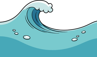 wave with ocean text and bubbles artistic drawing Cartoon