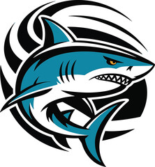 shark tribal Aggressive design fierce ocean predator symbol fierce marine animal graphic