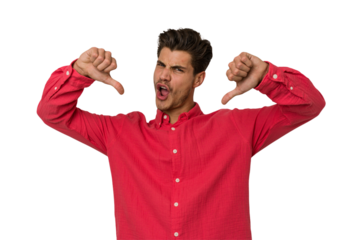 Young handsome caucasian man isolated on white background feels proud and self confident, example to follow.