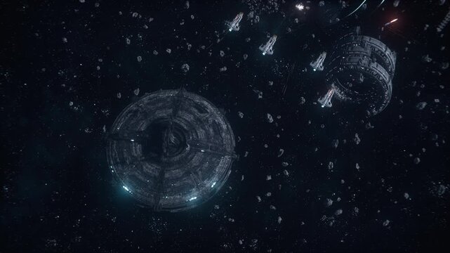 Futuristic Flying Saucer Enters Battle Zone