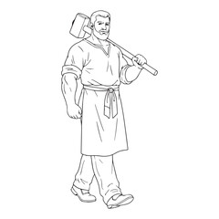 Fine-Line Blacksmith Line Art – Blacksmith Vector Outline Depicting Elegant Handcrafted Form – Blacksmith Drawing – Vector of Blacksmith – Blacksmith Sketch