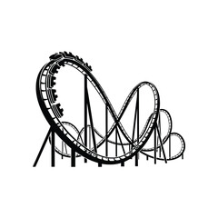 Roller Coaster Loop Thrill Ride Silhouette Vector Illustration