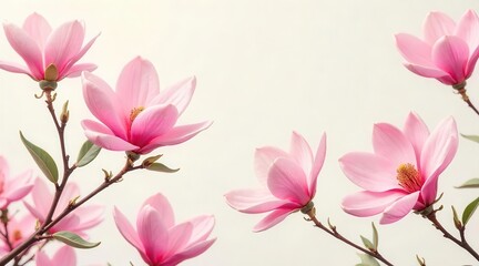 Delicate pink blossoms adorning slender branches, evoking the soft arrival of a new season with grace and gentle beauty