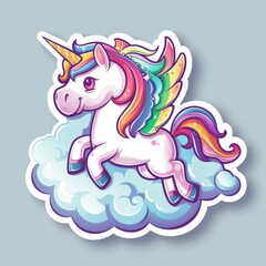 Cute Unicorn Sticker – Magical Fantasy Illustration for Kids and Crafts
