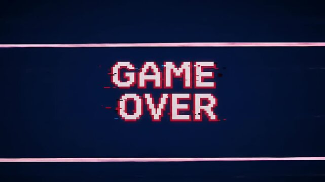 Retro Video Game Over Screen Glitch Effect Realistic