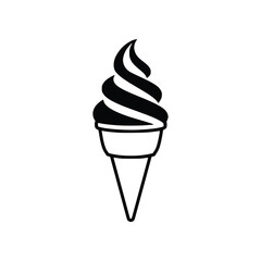 Swirl Soft Serve Ice Cream Cone Outline Vector Icon