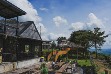 Traditional house buildings in local thai style attractions with the concept of country