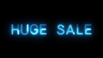 Neon Huge sale text animation. Neon text letter animation on black background. - Powered by Adobe