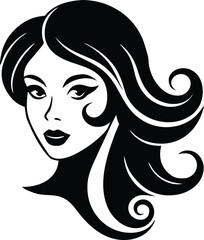Woman face and hair silhouette vector illustration