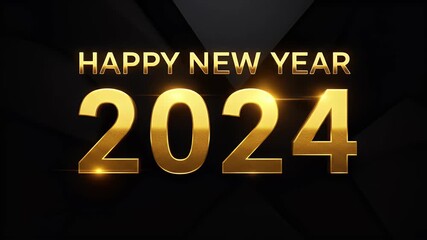 Realistic 3D Golden Happy New Year 2024 Background Design