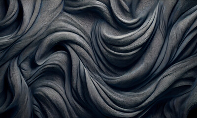 black fabric texture  wavy curve design. background
