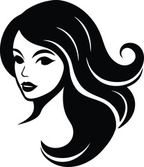 Fashion girl face silhouette vector icon for cosmetics or spa