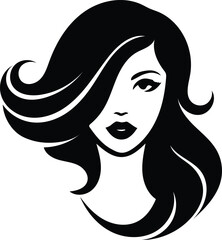 Female face profile silhouette. Woman head graphic vector