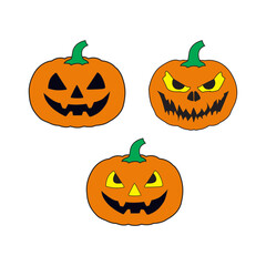 
Flat design halloween pumpkin collection on white background