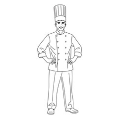 Confident Chef Line Art – Chef Vector Outline with Smoothed Gourmet Lines – Chef Drawing – Vector of Chef – Chef Sketch