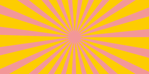 Candy color sunburst background. Abstract pink cream sunbeams design wallpaper. Colorful spinning lines for template, banner, poster, flyer. Sweet rotating cartoon swirl or whirlpool. Vector backdrop