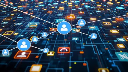 Digital connection concept with network icons and data flow, global network - Powered by Adobe