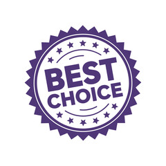 Purple best choice badge for quality products and services promotion