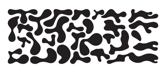 Black water drops vector illustration. black water splashes in various shapes, isolated on a white background, perfect for adding a splash. eps 10