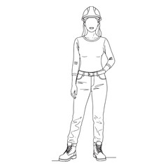 Professional Civil Engineer Line Art – Civil Engineer Vector Illustration with Technical Design Style – Civil Engineer Drawing – Line Art Drawing of Civil Engineer – Civil Engineer Icon