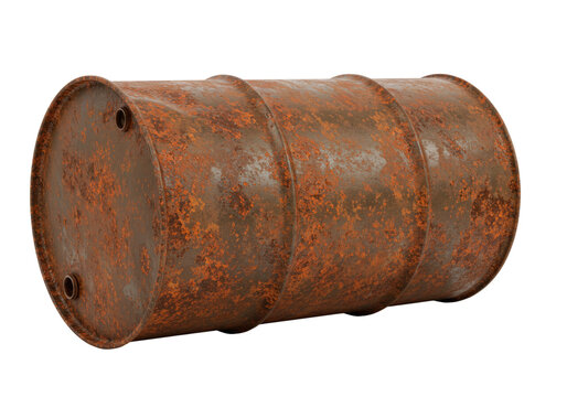 Rusty metal barrel transparent background cutout png