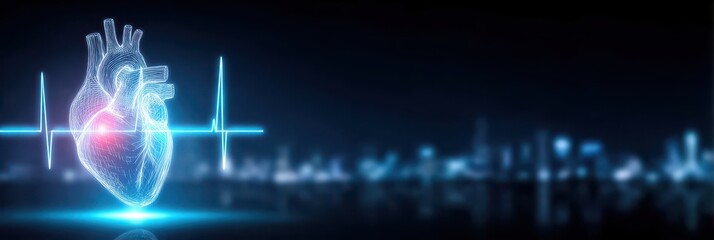 heart rhythm visualization in neon colors, monitoring program output, medical report