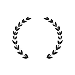 simple black laurel wreath vector illustration on transparent background